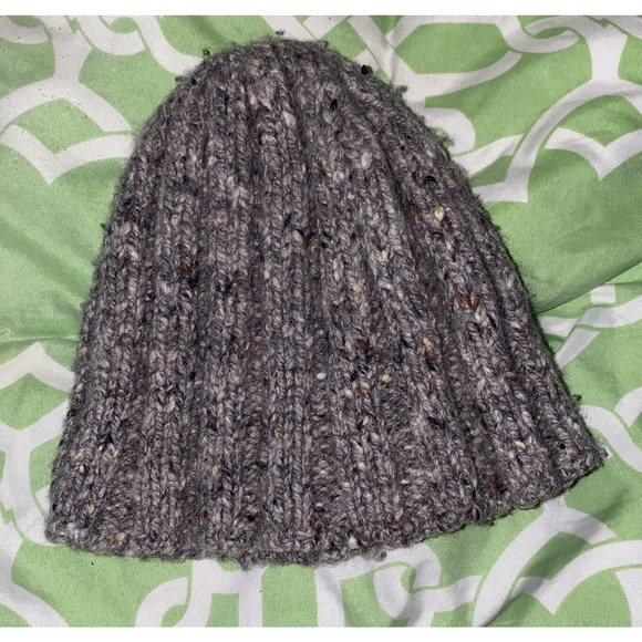 Fisherman out of ireland Beanie Hat Ribbed Cuffed Knit Wool Gray - Picture 2 of 8